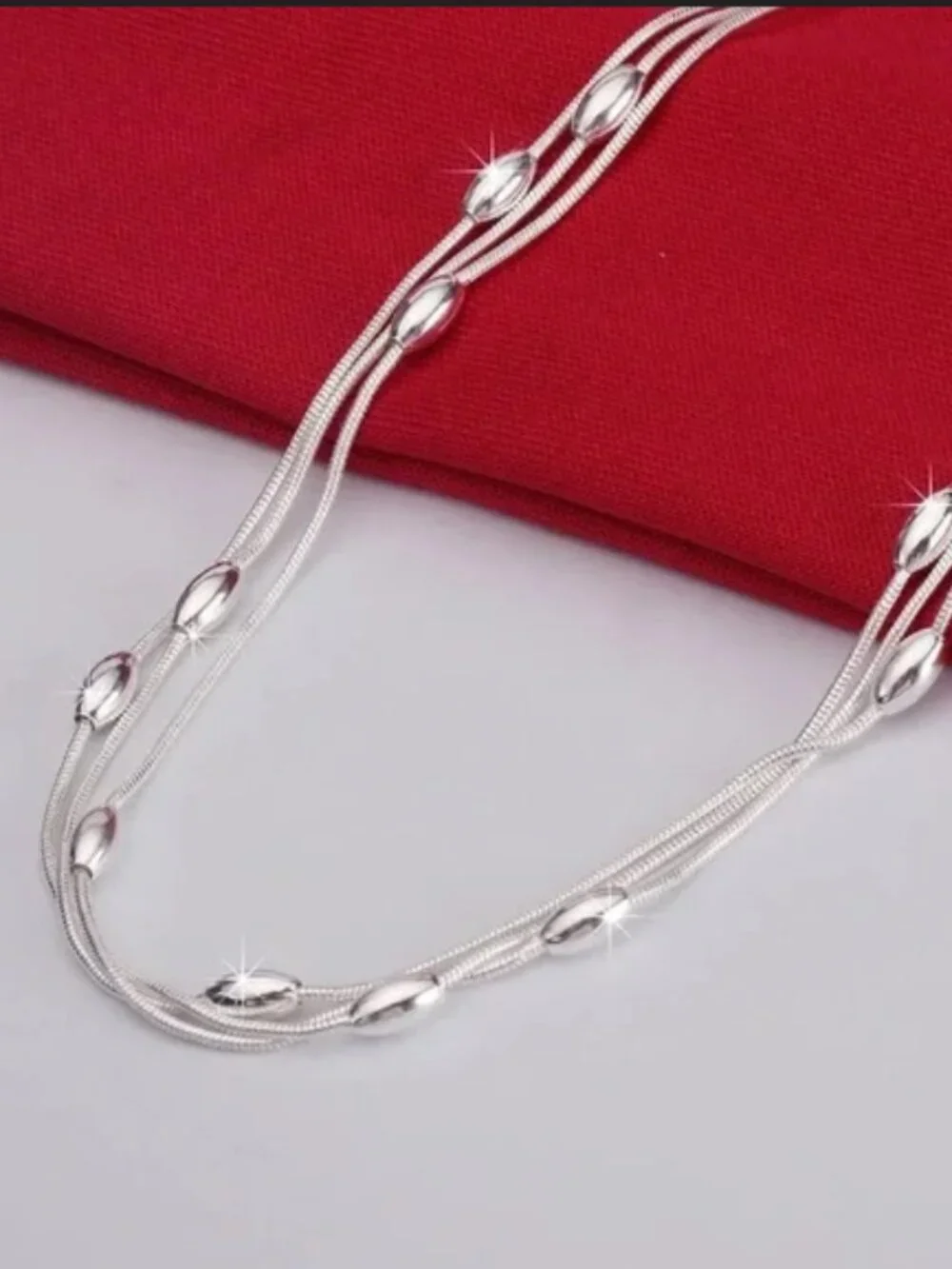 Silver Necklace for Women Charms Beads Luxury Fashion